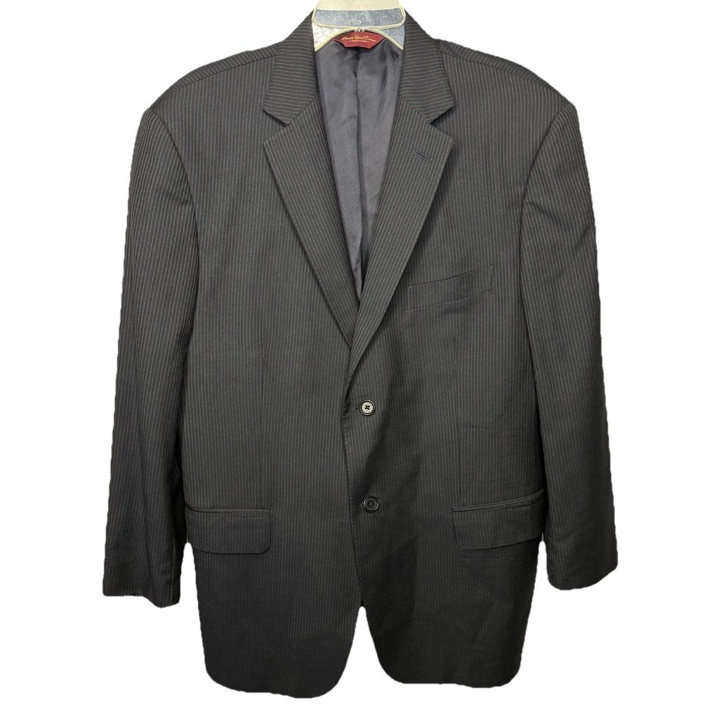Pronto Uomo Couture Blazer Men's 44r Black Pinstripe Wool Italy Classic Fit